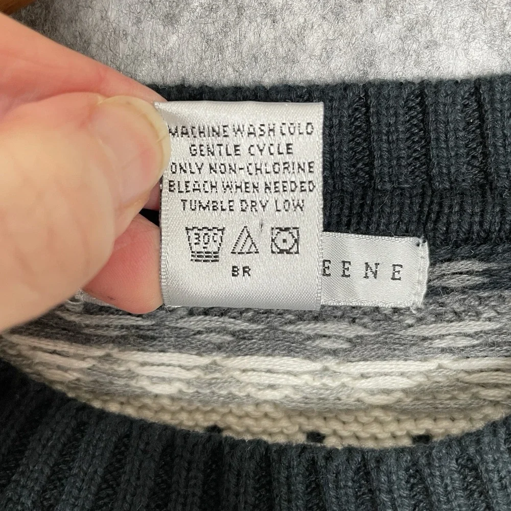 Y2K Geoffrey Beene Nordic Fair Isle 100% Cotton Sweater Mens L‎ Cabincore Preppy